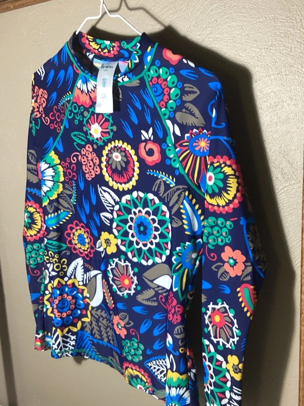 Boden Navy Multicolor Floral Long-Sleeve Swim Rashguard